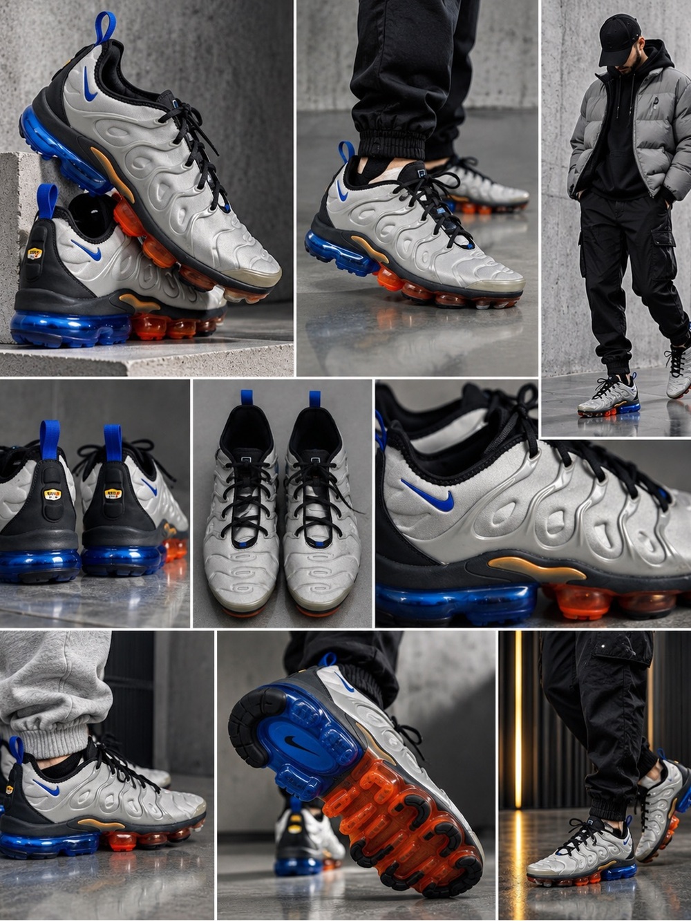 Nike Air VaporMax Plus Metallic Silver Hyper Royal Men’s Size 13